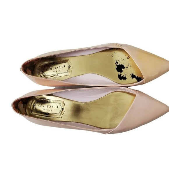 Ted Baker Ballet Flats Womens 8 Patent Leather Pale Pink Pointed Toe 39 EU - Picture 7 of 12